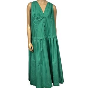 Maeve Green Cotton Halter Maxi Dress Plus Size 2X Eyelet